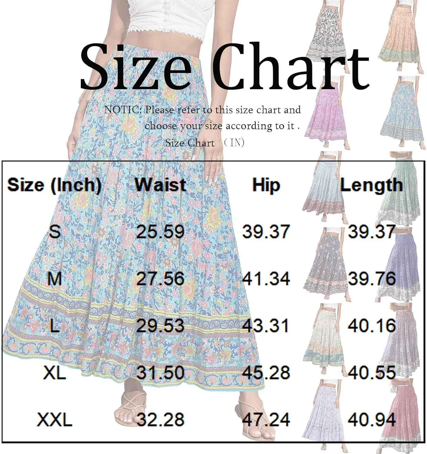 Womens Casual Boho High Waisted Flowy Maxi Skirts 2025 Summer Trendy Floral A Line Tiered Long Skirt