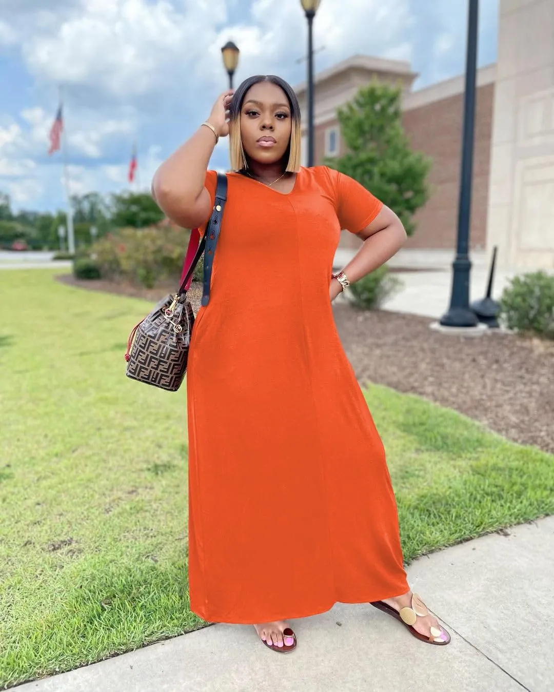 Women's Casual Maxi Dresses Summer Short Sleeve Loose Beach Dress Sundress