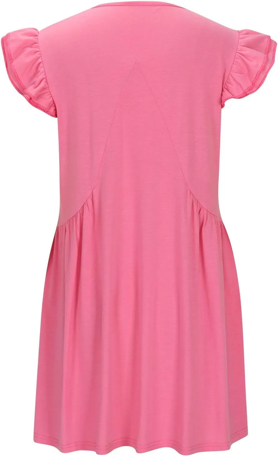 Womens Casual Short Dress Flutter Short Sleeve Ruffle Dresses Trendy Flowy V-Neck Swing Dress A-Line Mini Sundress