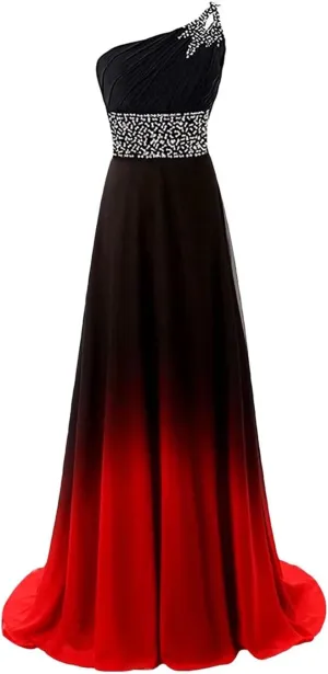 Women's Chiffon Long Bridesmaid Dresses A Line Ombre Prom Evening Gowns