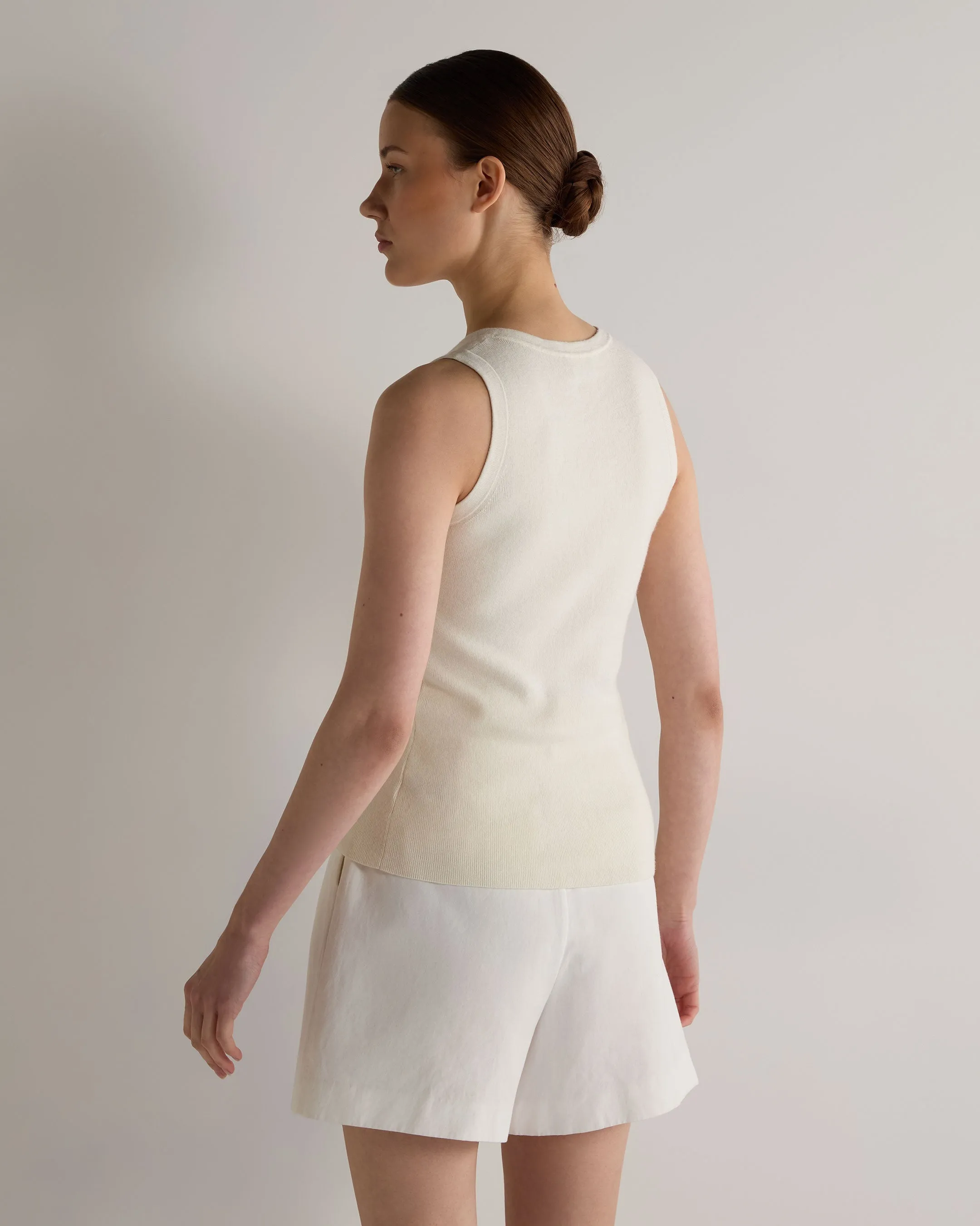 Women's Cotton Blend Tank Top New Ivory White