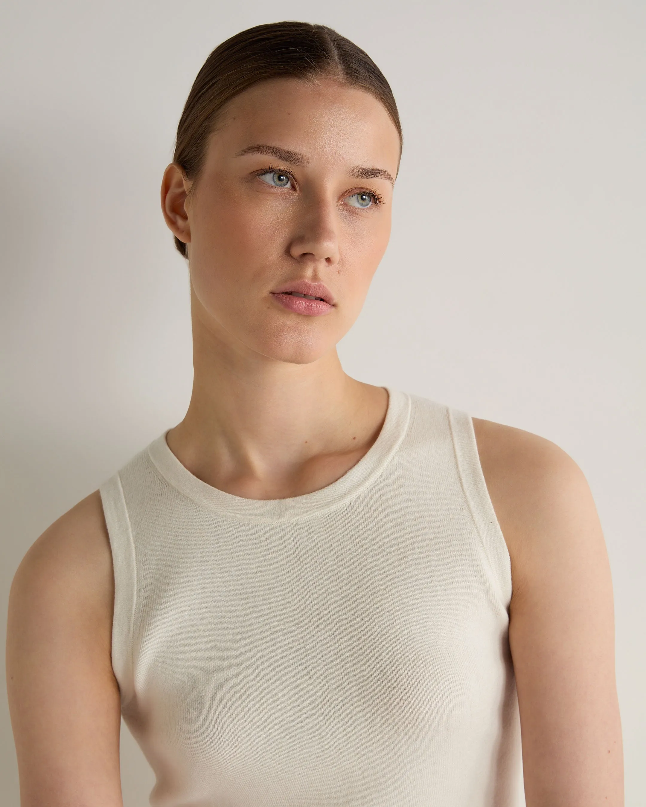 Women's Cotton Blend Tank Top New Ivory White