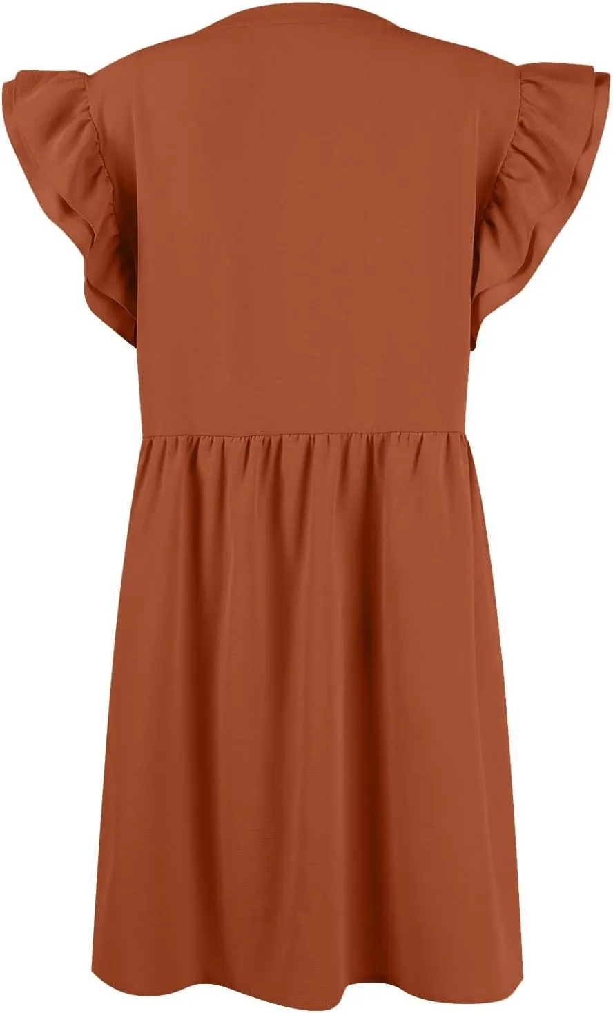 Women's Dresses 2024 Summer Mini Dress Casual Ruffle Sleeveless Button Down V Neck Loose Tunic Dress Sundresses