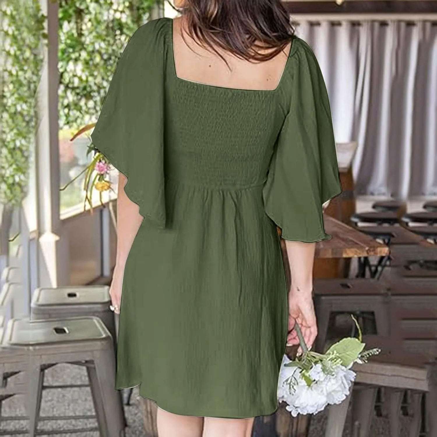 Womens Dresses 2025 Spring Summer Deep V Neck Elegant Bow Front tie Mini Dress Casual Short Sleeve Cocktail Chiffon Dress