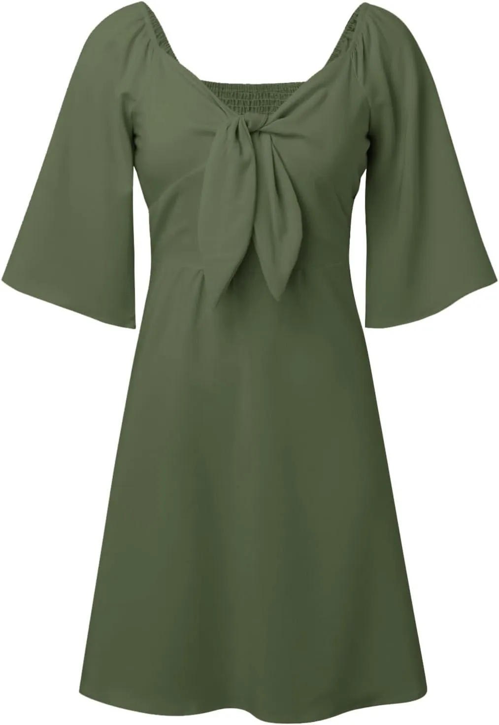 Womens Dresses 2025 Spring Summer Deep V Neck Elegant Bow Front tie Mini Dress Casual Short Sleeve Cocktail Chiffon Dress