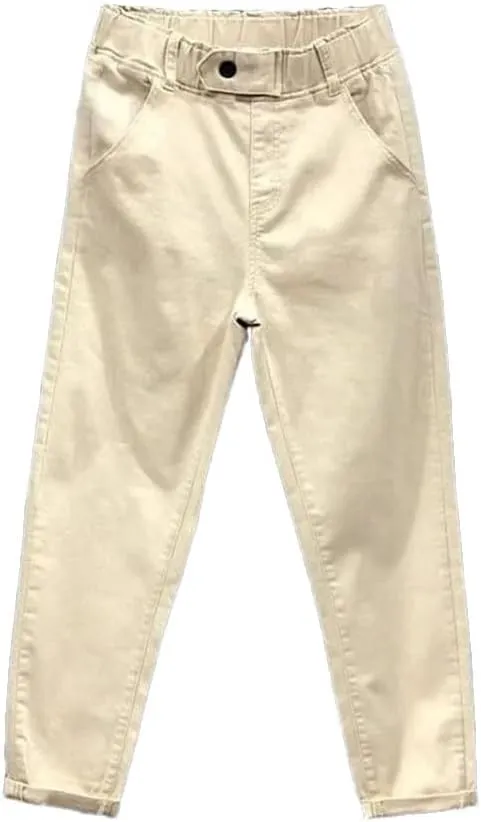 Women's Elastic Waist Solid Color Jeans Summer Casual All-Matched Cotton Harem Pants