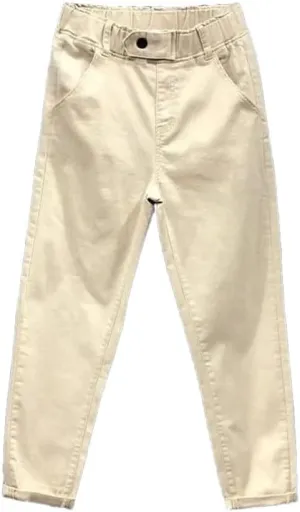 Women's Elastic Waist Solid Color Jeans Summer Casual All-Matched Cotton Harem Pants