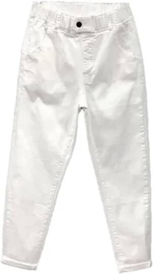 Women's Elastic Waist Solid Color Jeans Summer Casual All-Matched Cotton Harem Pants