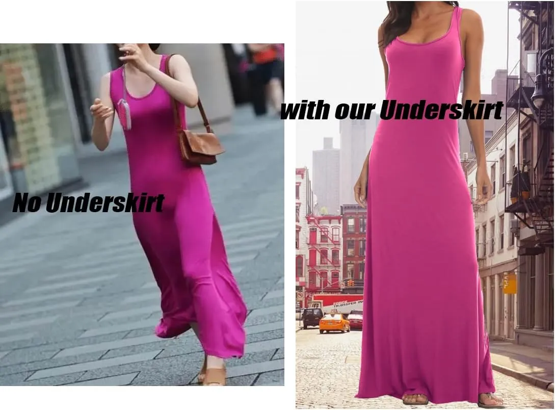 Women's Half Slips for Under Dresses Anti-static Elastic Waist Lace Plus Size Long Underskirt