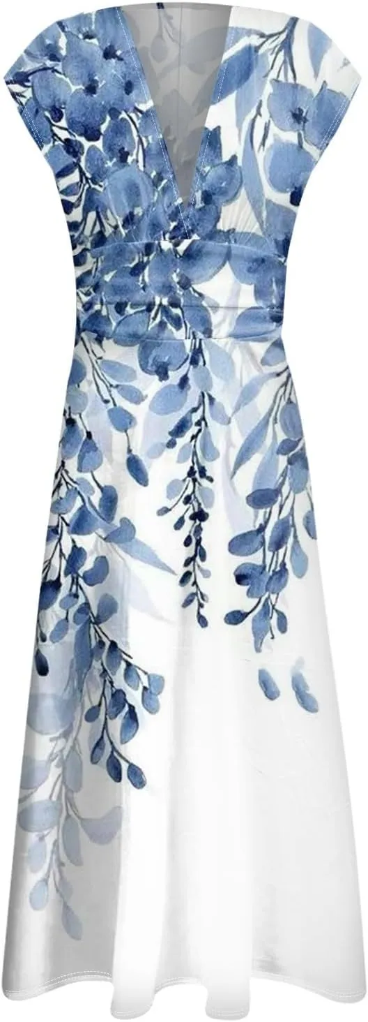 Women's Loose Fit Maxi Dresses Chiffon Daily Swing Casual 2025 Mature Outdoor Fashion Ruffled Short Dress