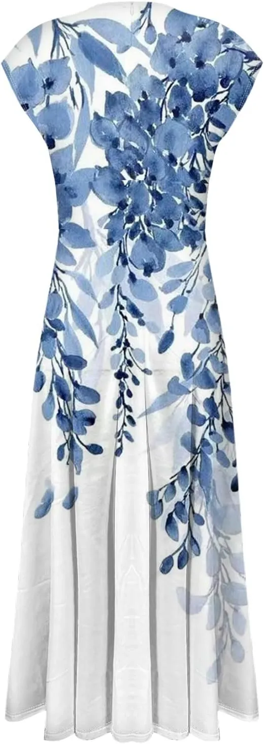 Women's Loose Fit Maxi Dresses Chiffon Daily Swing Casual 2025 Mature Outdoor Fashion Ruffled Short Dress