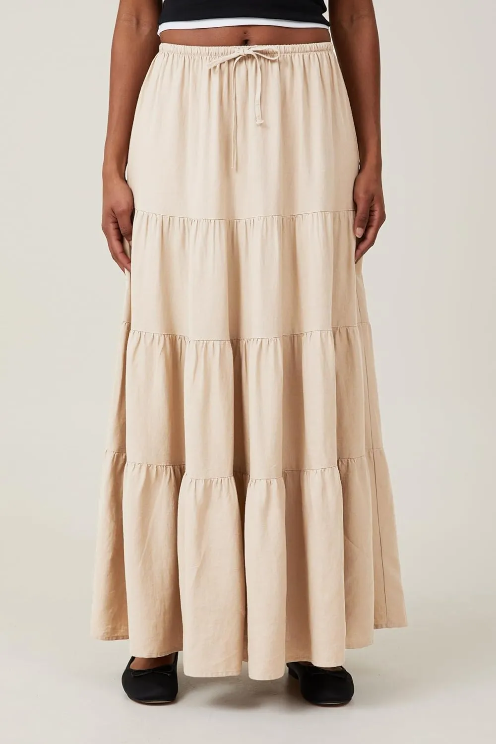 Women's Maxi Skirts Flowy Skirt Elastic High Waist Pleated A-Line Flared Long Skirts