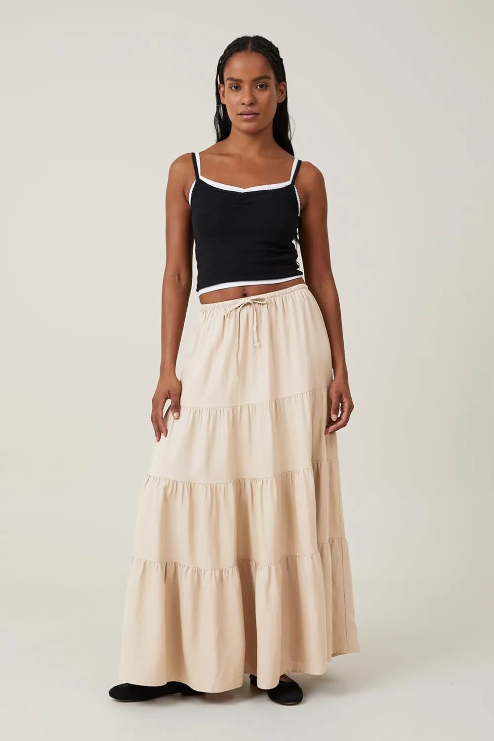 Women's Maxi Skirts Flowy Skirt Elastic High Waist Pleated A-Line Flared Long Skirts