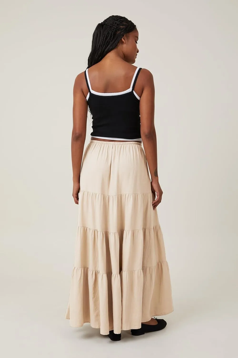 Women's Maxi Skirts Flowy Skirt Elastic High Waist Pleated A-Line Flared Long Skirts
