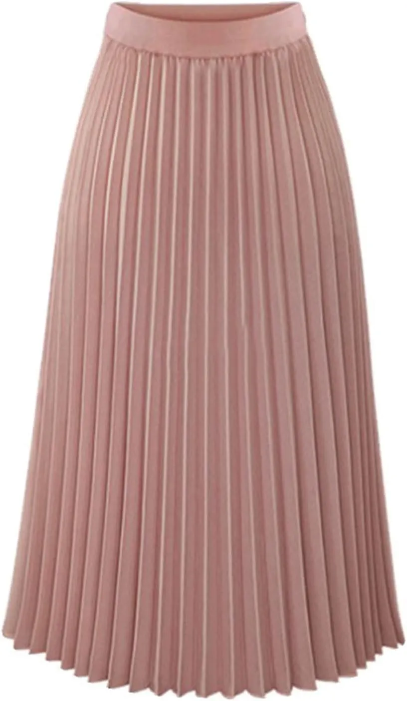Women's Maxi Skirts Pleated Elegant A-Line Skirts Solid Color Lounge Baggy Long Skirts High Waisted Skirt 2025