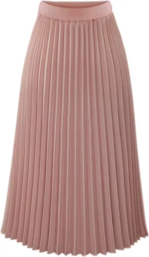 Women's Maxi Skirts Pleated Elegant A-Line Skirts Solid Color Lounge Baggy Long Skirts High Waisted Skirt 2025