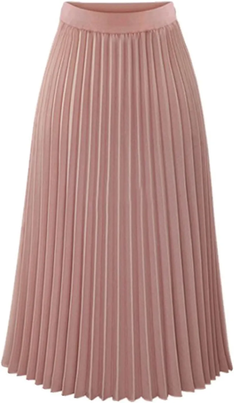 Women's Maxi Skirts Pleated Elegant A-Line Skirts Solid Color Lounge Baggy Long Skirts High Waisted Skirt 2025