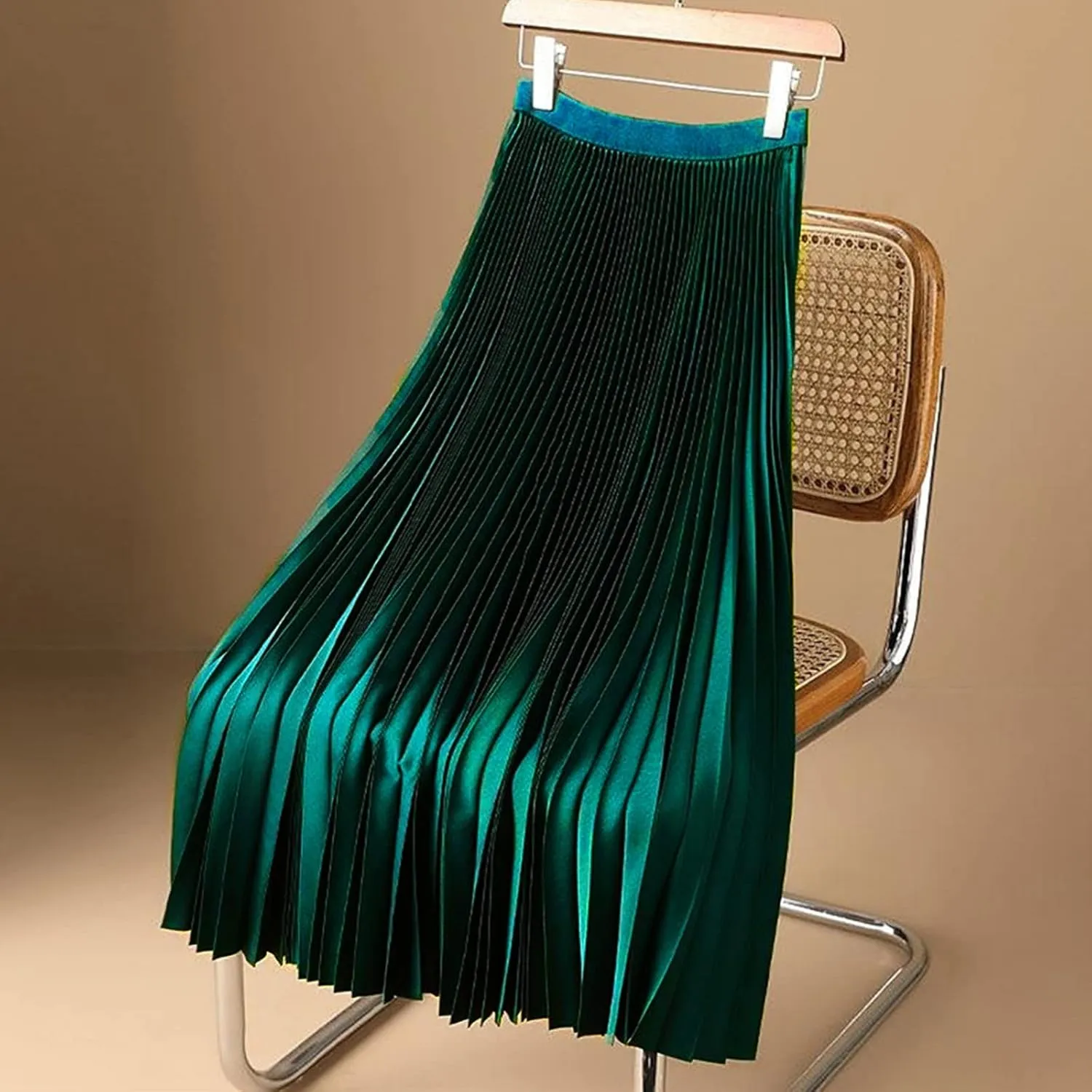 Women's Midi Pleated Skirts A Line Flowy Skirt High Waisted Elegant Office Work Skirts Swing Wedding Guest Skirts