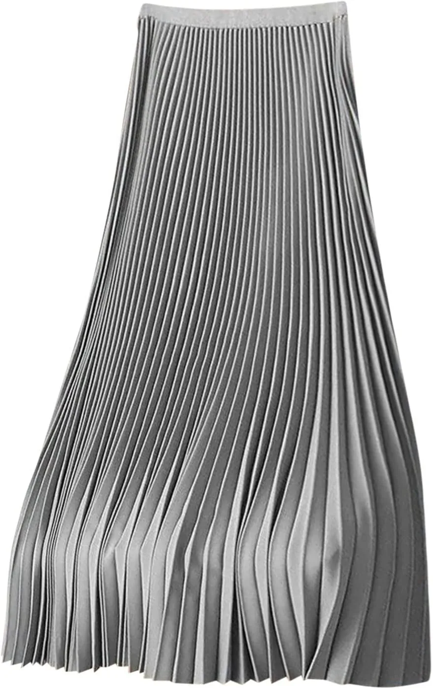 Women's Midi Pleated Skirts A Line Flowy Skirt High Waisted Elegant Office Work Skirts Swing Wedding Guest Skirts
