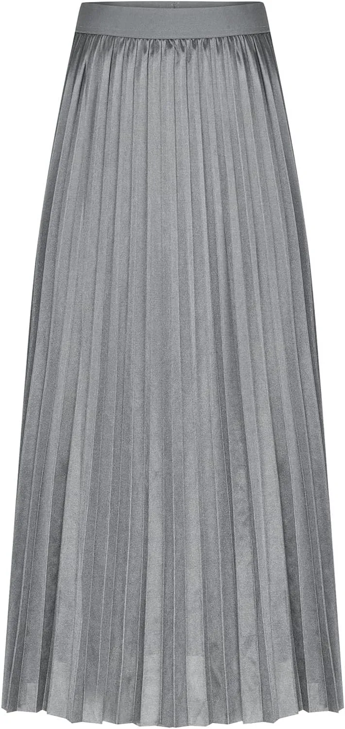 Women's Midi Pleated Skirts A Line Flowy Skirt High Waisted Elegant Office Work Skirts Swing Wedding Guest Skirts