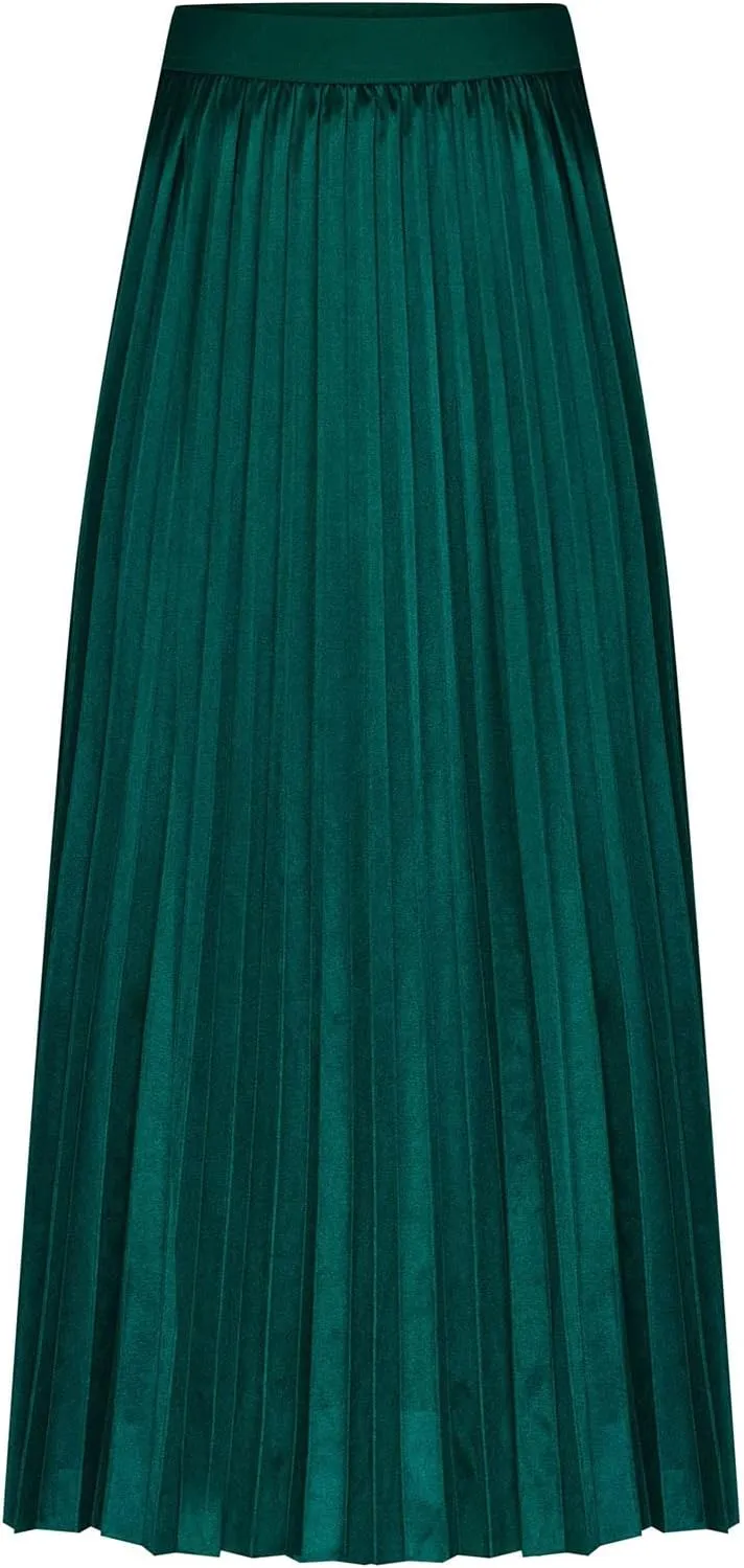Women's Midi Pleated Skirts A Line Flowy Skirt High Waisted Elegant Office Work Skirts Swing Wedding Guest Skirts