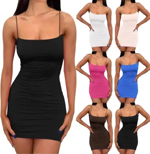 Women's Mini Sexy Bodycon Dress Spaghetti Strap Summer Backless Party Club Going Out Beach Dresses Outfits