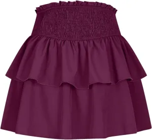 Women's Mini Skirt Elastic High Waist Pleated Skirt Double Layered Ruffle Short Skirt Cute Tiered Sports Skirt
