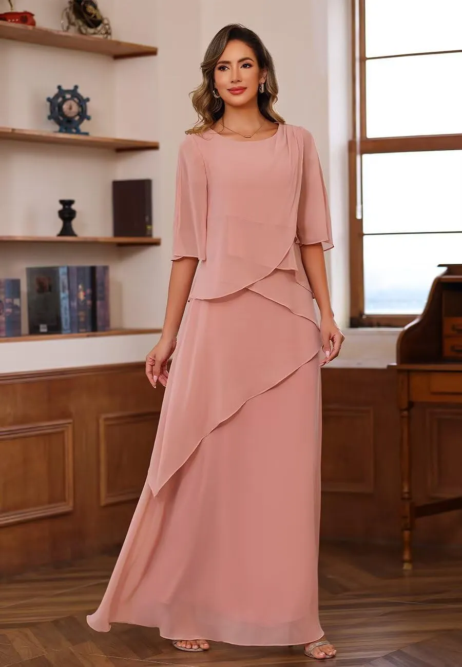 Women's Mother of The Bride Dresses for Wedding 2025 Chiffon A Line Long Evening Dress PU194