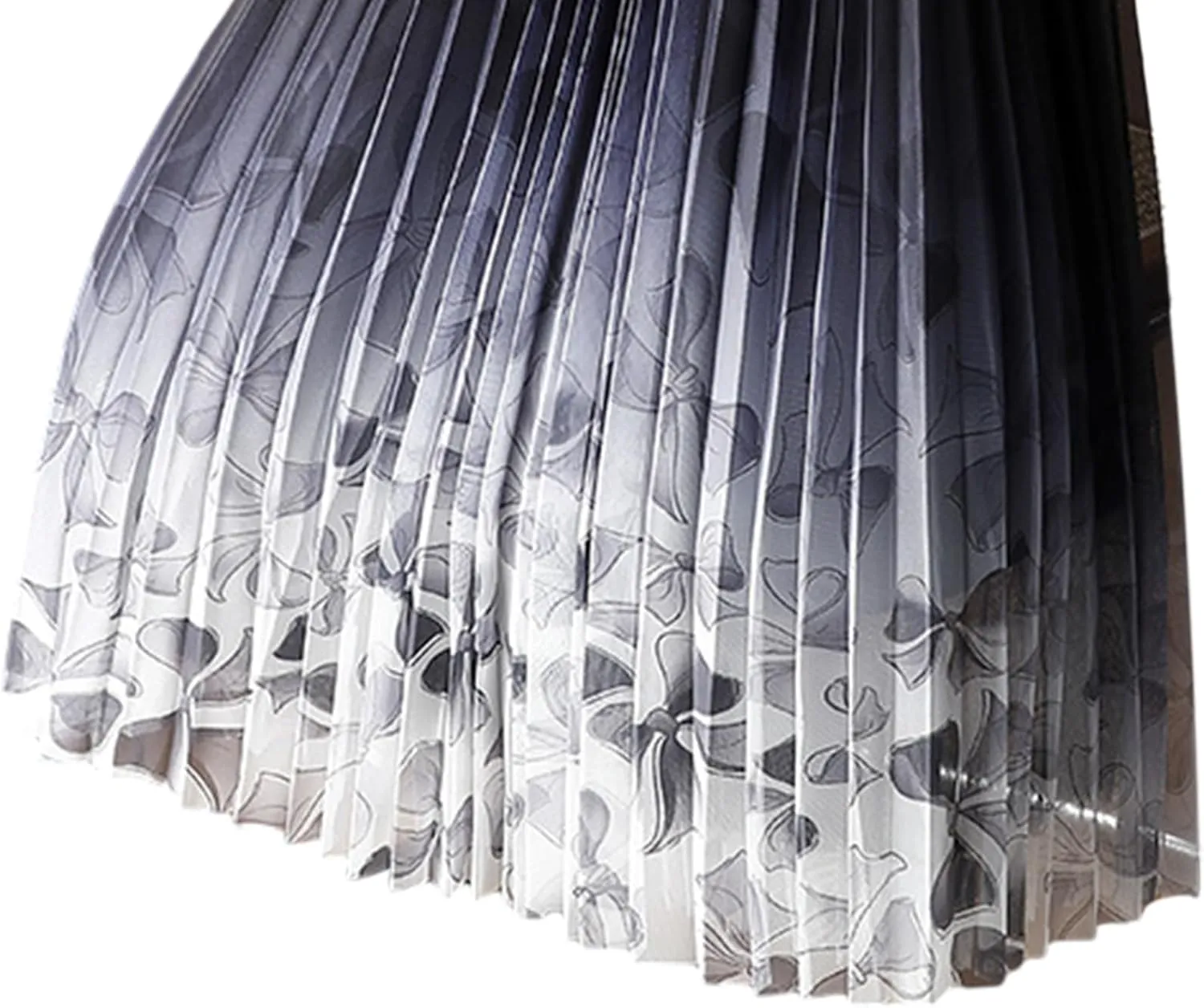 Womens Pleated Midi Skirt Tulle Tutu Graphic Print Elastic Waist A-Line Mesh Summer Long Flowy Skirts