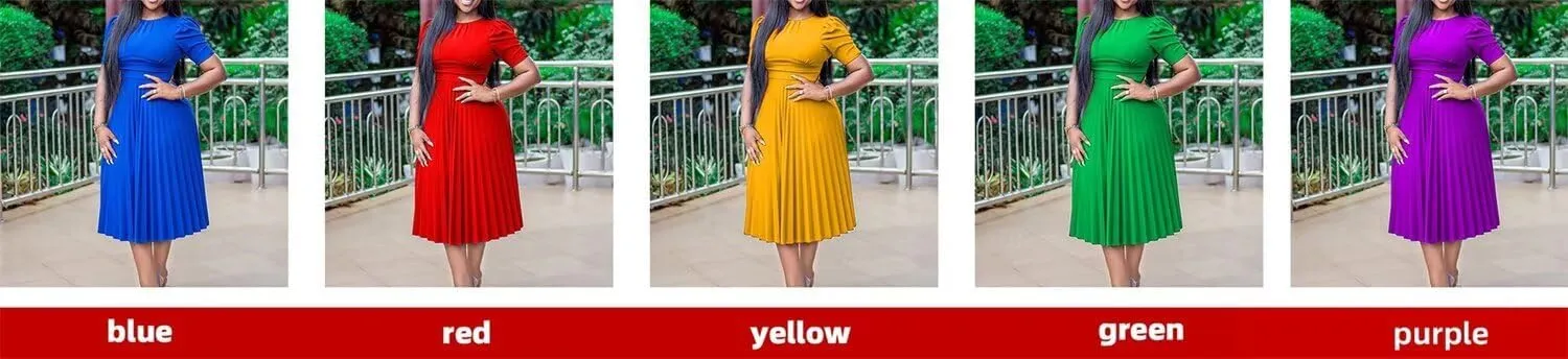 Women's Plus Size Midi Dress Empire Waist Loose Fit Dress Swing Short Sleeve Casual Dresses Crew Neck Flowy Dresses