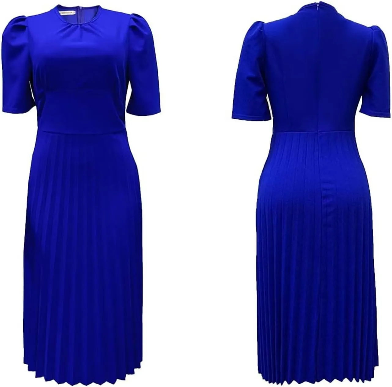 Women's Plus Size Midi Dress Empire Waist Loose Fit Dress Swing Short Sleeve Casual Dresses Crew Neck Flowy Dresses