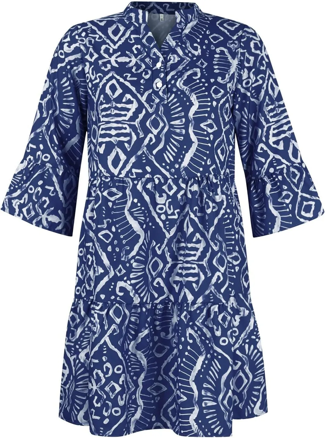 Womens Plus Size Midi Dresses Trendy Long Sleeve Casual Elegant Button Down Formal Smocked Flowy Knee Length Dress