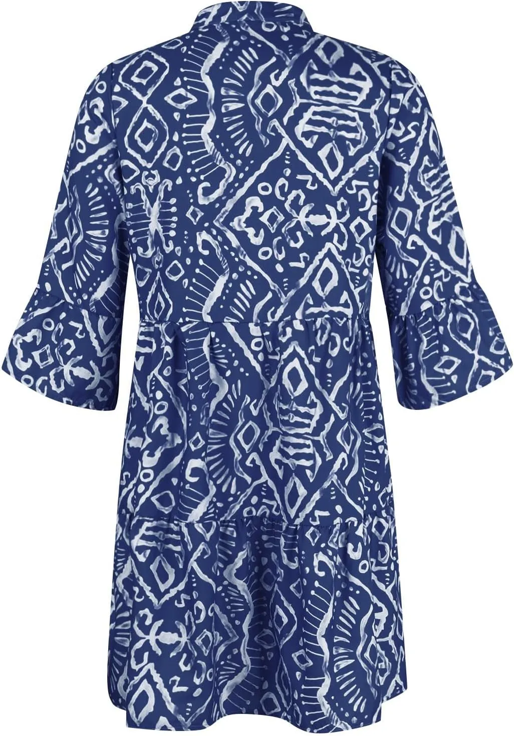Womens Plus Size Midi Dresses Trendy Long Sleeve Casual Elegant Button Down Formal Smocked Flowy Knee Length Dress