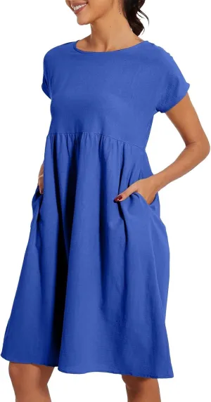 Women's Plus Size Summer Dresses Casual T Shirt Dress 2025 Summer Crewneck Short Sleeve Swing Dresses with Pockets