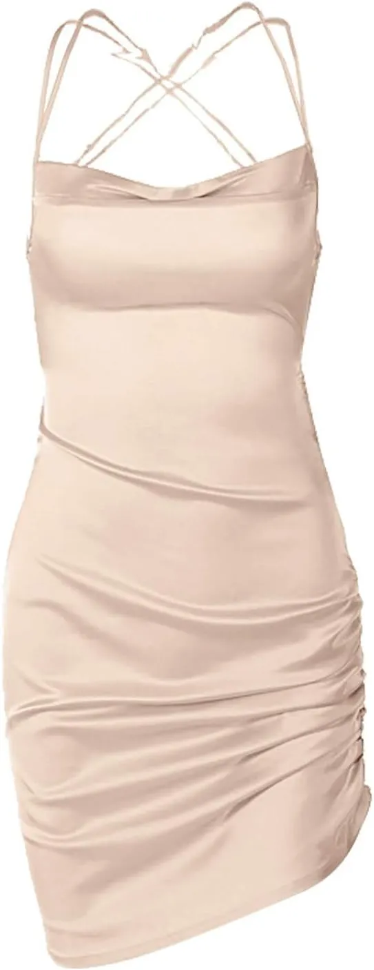 Women's Sexy Mini Dress Spaghetti Straps Bodycon Dress Split Hem Sundress Going Out Cocktail Evening Dresses