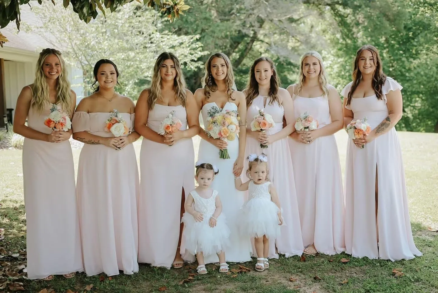 Women's Short Sleeve Bridesmaid Dresses A Line Chiffon Square Neck Long Formal Dresses with Slit IMC027