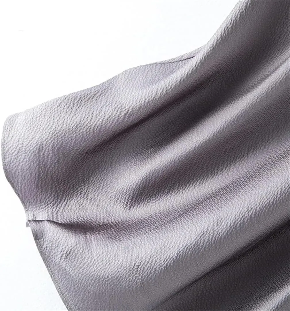 Women's Silk Skirt Elegant Skirts Summer Basic High Waisted A-Line Satin Midi Skirts