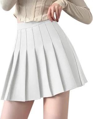 Women's Skirt High Waist Self Belted Skirts Tennis Shorts Sports Preppy Short Skirt Ruffle Solid Spring Dresses