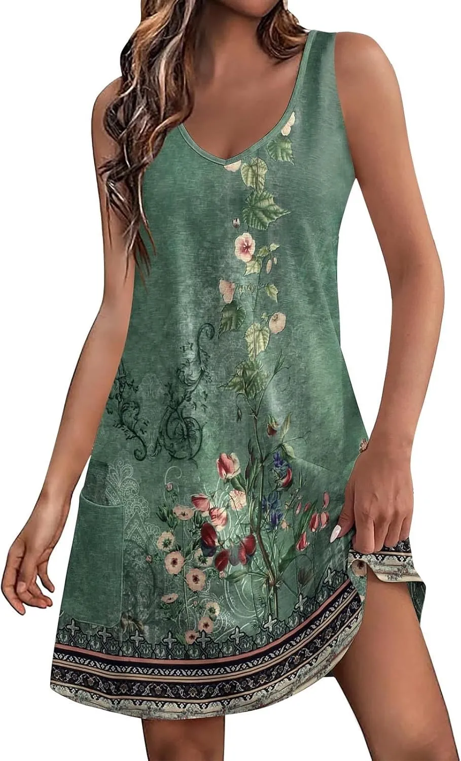 Womens Spring Dresses Summer Dresses for Women 2024 Floral Dress Plus Size Summer Dresses Beach Wedding Guest Dress Petite Dresses for Women Women's Casual Dresses Purple Dress for Woman with Pockets