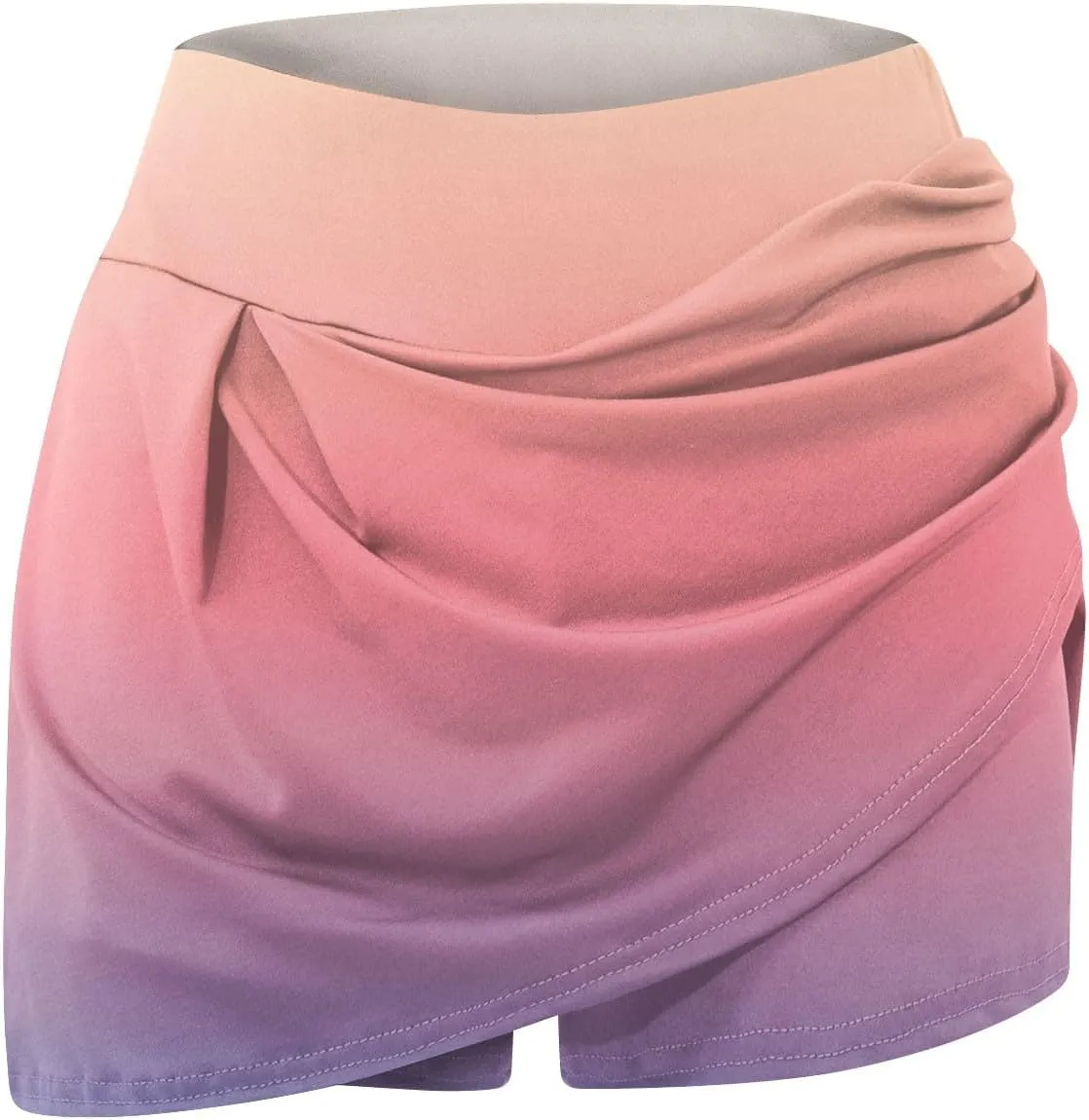 Women's Summer Athletic Loose Trendy Quick Dry Elastic High Waist Color Gradient Yoga Fitness Tennis Skirts 2025, S-5XL