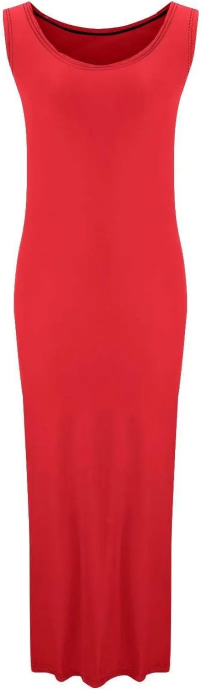 Womens Summer Bodycon Maxi Dresses 2025 Basic Casual Sleeveless Tank Dress Scoop Neck Cocktail Sundresses