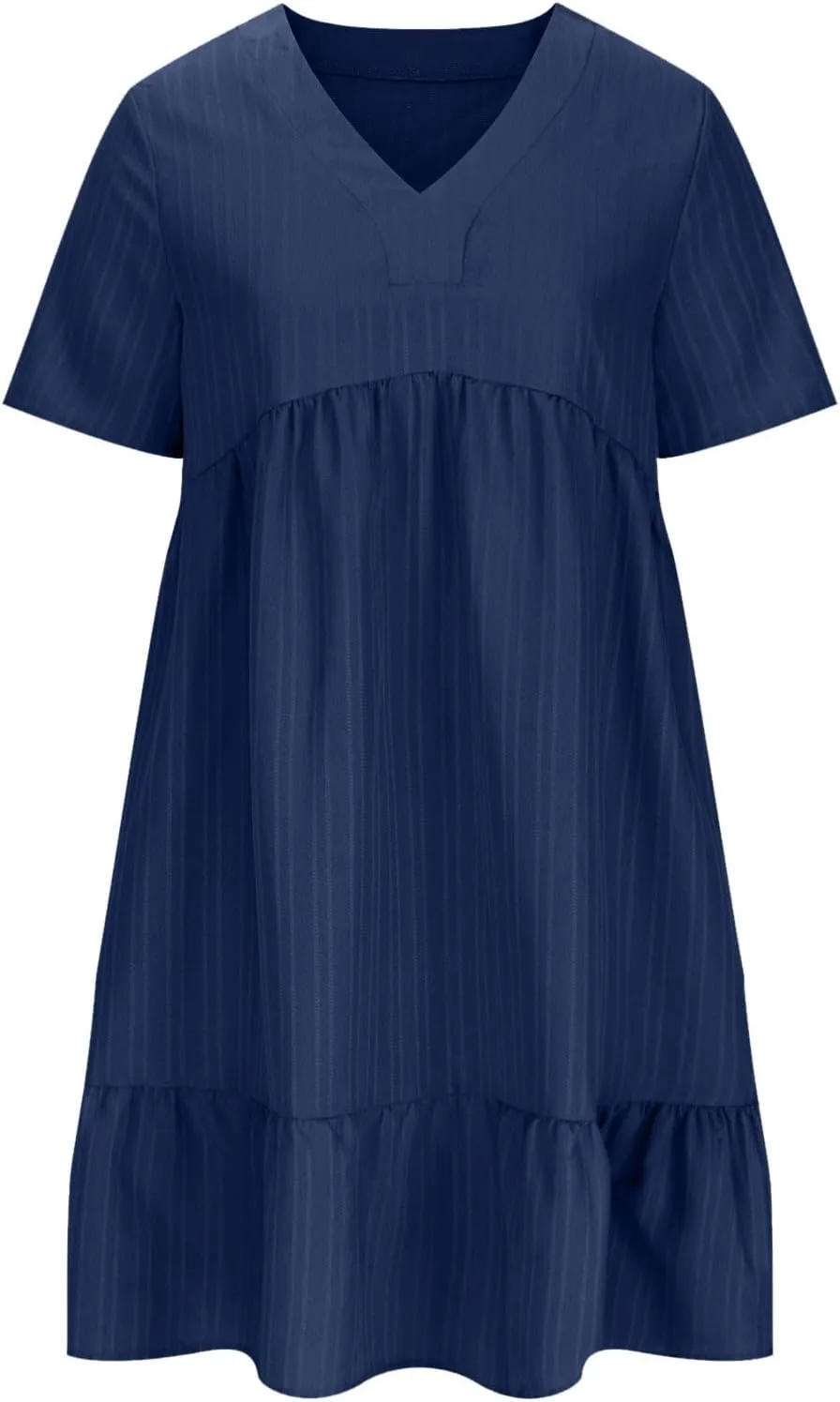 Womens Summer Dresses Sleeveless V Neck Casual Swing Flowy Tiered Ruffle A Line Mini Dress Beach Sundress 2025