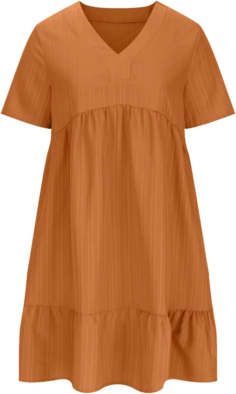 Womens Summer Dresses Sleeveless V Neck Casual Swing Flowy Tiered Ruffle A Line Mini Dress Beach Sundress 2025