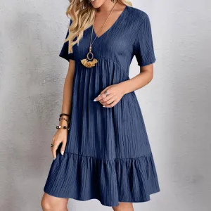 Womens Summer Dresses Sleeveless V Neck Casual Swing Flowy Tiered Ruffle A Line Mini Dress Beach Sundress 2025