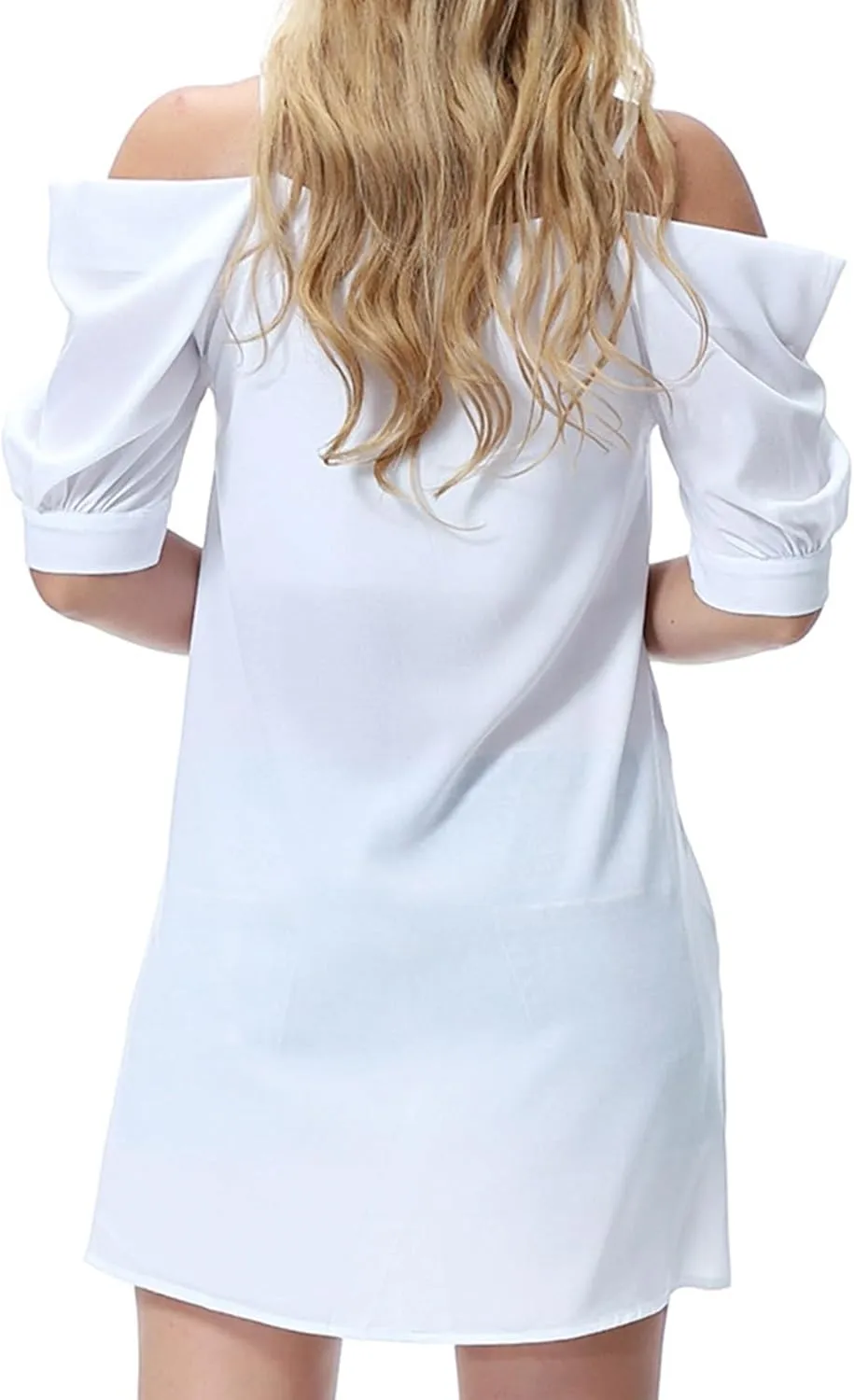 Women's Summer Dresses Trendy 2024 Casual Spaghetti Strap Sundress Dress Cold Shoulder Ruffle Sleeves Mini Beach Dresses