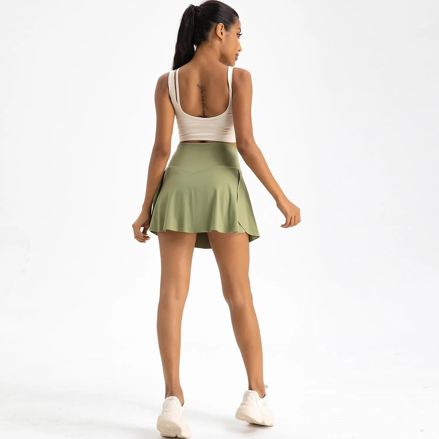 Women's Summer Sports Loose Trendy Quick Dry Elastic High Waist Solid Color Yoga Fitness Tennis Skirts, S-2XL