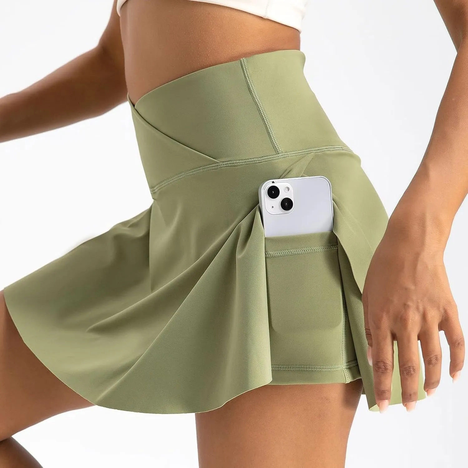 Women's Summer Sports Loose Trendy Quick Dry Elastic High Waist Solid Color Yoga Fitness Tennis Skirts, S-2XL