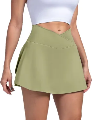 Women's Summer Sports Loose Trendy Quick Dry Elastic High Waist Solid Color Yoga Fitness Tennis Skirts, S-2XL