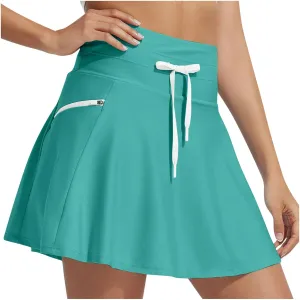 Women's Swim Skirt Quick Dry Workout High Waisted Skirts Drawstring Sports Beach Cute Pure Smooth Skirt 2025 New
