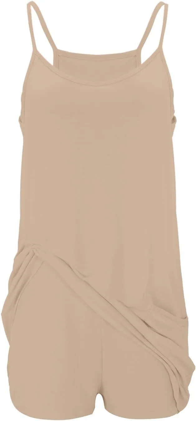 Womens Tennis Dress Workout Dress with Shorts Sleeveless Spaghetti Straps Going Out Golf Athletic Dresses